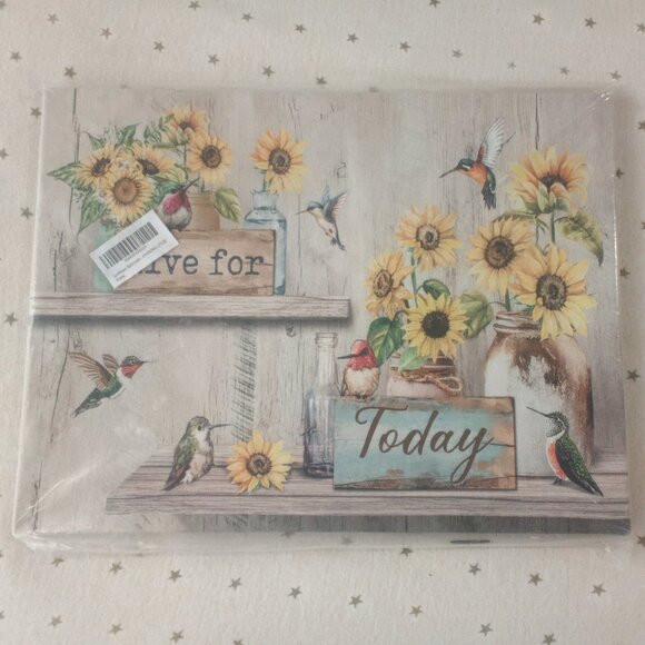 New canvas print Sunflowers Hummingbirds 12" x 16" - Picture 1 of 3